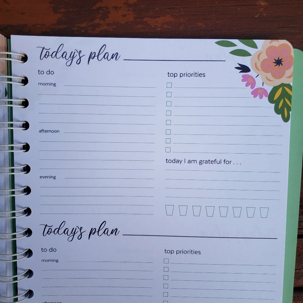 SM&CO Daily Planner With Floral Design (Paperback and Spiral Bound) + STICKERS